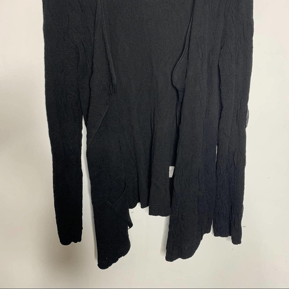 Eileen Fisher Textured open front cardigan Black Boxy woven knit Womens S Small - Picture 4 of 7